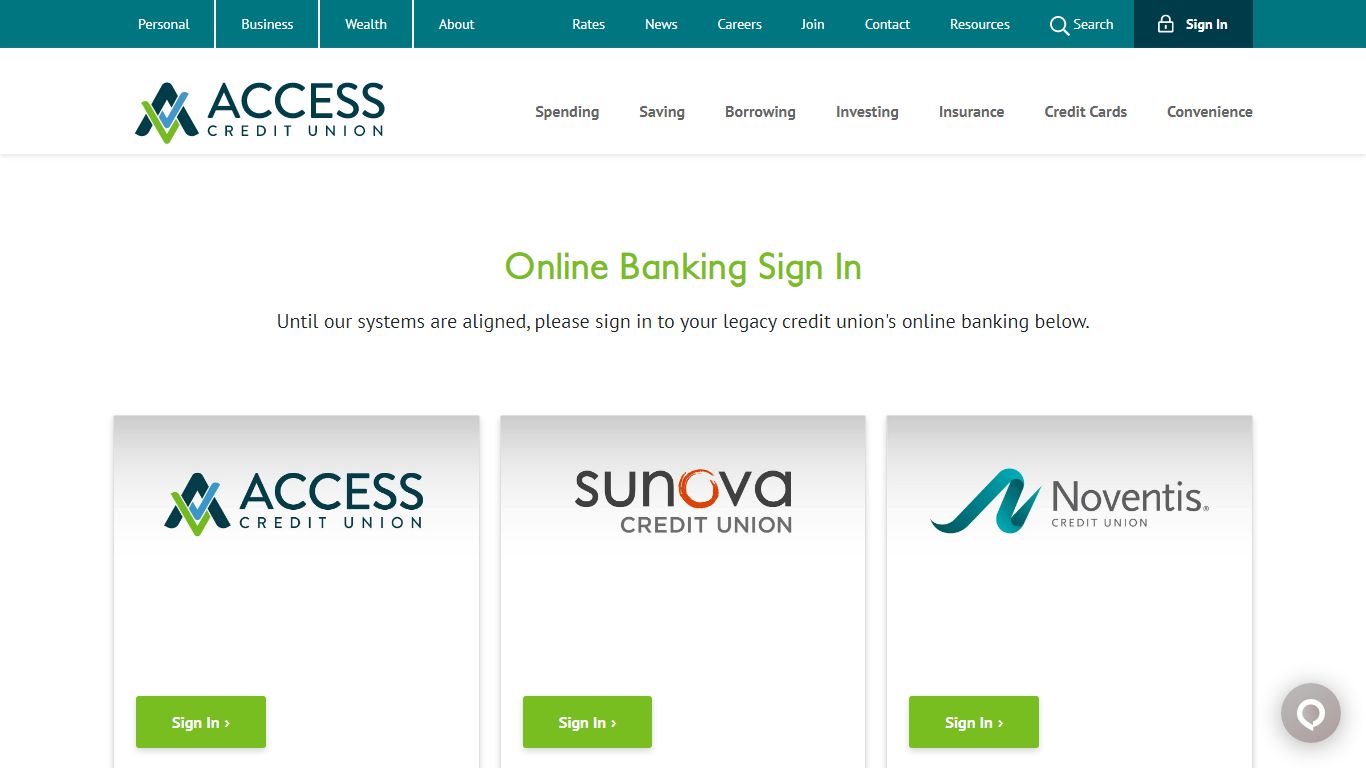 Access Credit Union - Online Banking Log-in